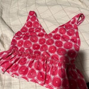 Kortni Jeane Pink Smocked Crop Bikini Top